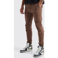 Mens Tall Skinny Cargo-Hose mit Reißverschluss - Braun - 36, Braun von boohooman