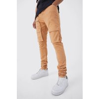 Mens Tall Skinny Cargo-Hose mit Reißverschluss - Orange - 30, Orange von boohooman