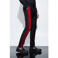 Mens Tall Skinny Colorblock Anzughose - Rot - 30, Rot von boohooman