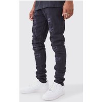 Mens Tall zerrissene Skinny Jeans - Schwarz - 30, Schwarz von boohooman