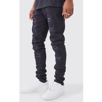 Tall zerrissene Skinny Jeans - Schwarz - 38, Schwarz von boohooman