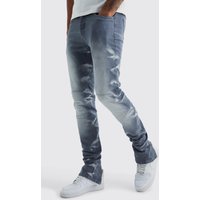 Tall Skinny Stretch Jeans mit Reißverschluss - Grau - 40, Grau von boohooman