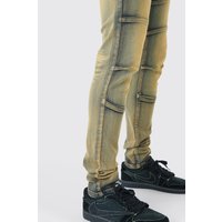 Mens Tall Skinny Stretch Tinted Panelled Jeans - Blau - 30, Blau von boohooman