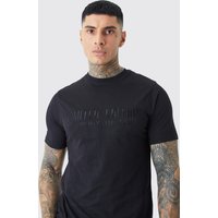 Tall Slim-Fit T-Shirt mit Limited Edition Stickerei - Schwarz - L, Schwarz von boohooman