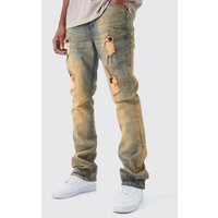 Tall Slim-Fit Stretch Jeans mit Rissen - Grau - 40, Grau von boohooman
