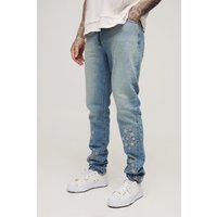 Tall Slim-Fit Jeans mit PU-Applikation - Grau - 32, Grau von boohooman