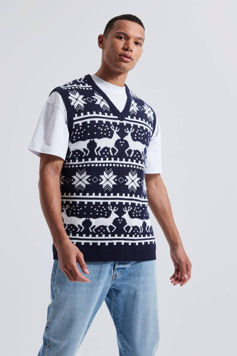 Tall Weihnachtspullunder mit Rentieren - Blau - M, Blau Tall Weihnachtspullunder mit Rentieren - Blau - M, Blau von boohooman