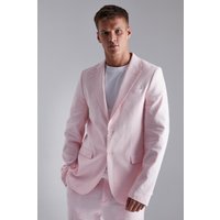 Mens Tall einreihige Slim-Fit Leinen Anzugjacke - Rosa - 36, Rosa von boohooman