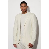 Tall einreihige Slim-Fit Leinen Anzugjacke - Ecru - 38, Ecru von boohooman