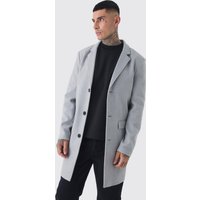Tall einreihiger Mantel in Wolloptik - Grau - XL, Grau von boohooman
