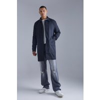 Mens Tall einreihiger Twill-Trenchcoat - Schwarz - M, Schwarz von boohooman