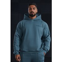 Mens Tall kastiger Oversize Hoodie mit Active Training Dept Print - Blau - S, Blau von boohooman