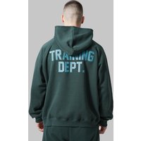 Mens Tall kastiger Oversize Hoodie mit Active Training Dept Print - Grün - XL, Grün von boohooman