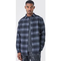 Mens Tall langärmliges kariertes Overshirt - Weiß - S, Weiß von boohooman