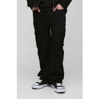 Tall lockere Cargo-Jeans - Schwarz - 34, Schwarz von boohooman