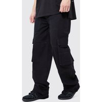 Mens Tall lockere Cargo-Jeans - Schwarz - 38, Schwarz von boohooman