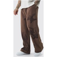 Tall lockere Jogginghose mit Renaissance-Print - Braun - M, Braun von boohooman