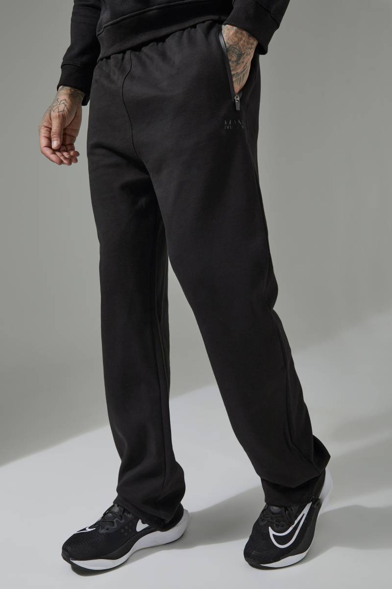 Tall lockere verstellbare Man Active Pro Fleece-Jogginghose - Schwarz - L, Schwarz von boohooman