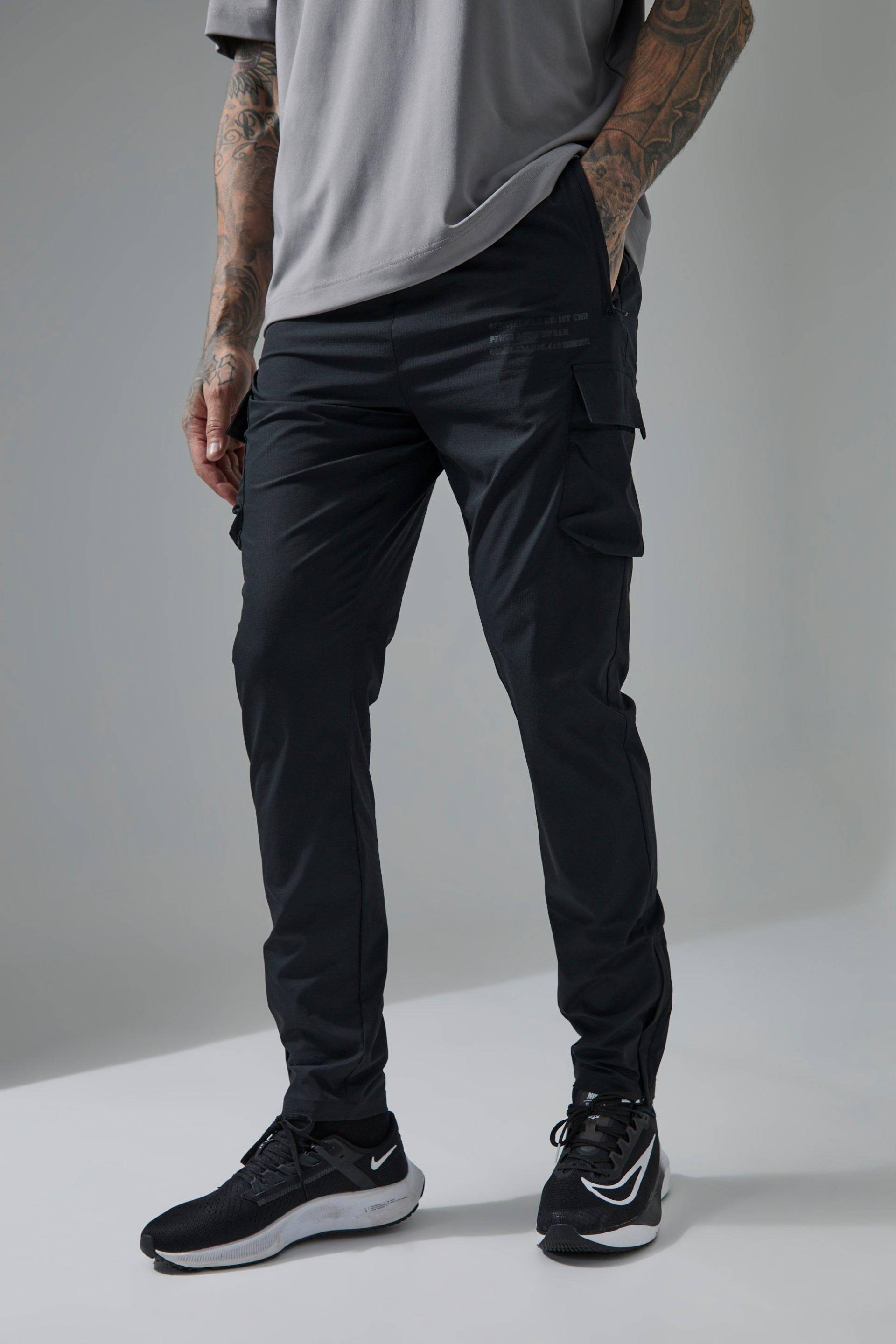 Tall schmale Man Active Cargo-Jogginghose - Schwarz - M, Schwarz von boohooman