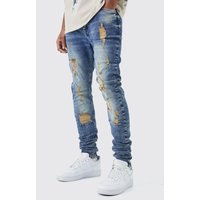 Mens Tall zerrissene Skinny Stretch Jeans - Blau - 30, Blau von boohooman