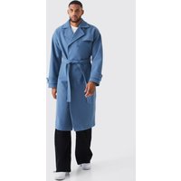 Mens Tall zweireihiger Trenchcoat - Blau - L, Blau von boohooman