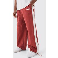 Mens Teflon Side Panel Zip Hem Parachute trousers - terracotta - L, terracotta von boohooman