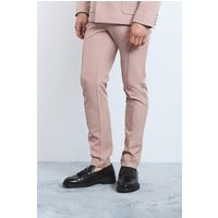 Mens Textured Adjustable Waist Skinny Suit Trousers - Rosa - 32, Rosa von boohooman