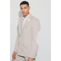 Mens Textured Double Breasted Elbow Patch Blazer - Grau - 34, Grau von boohooman