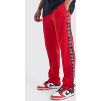 Mens Trikot-Jogginghose mit Seitenstreifen - Rot - S, Rot von boohooman