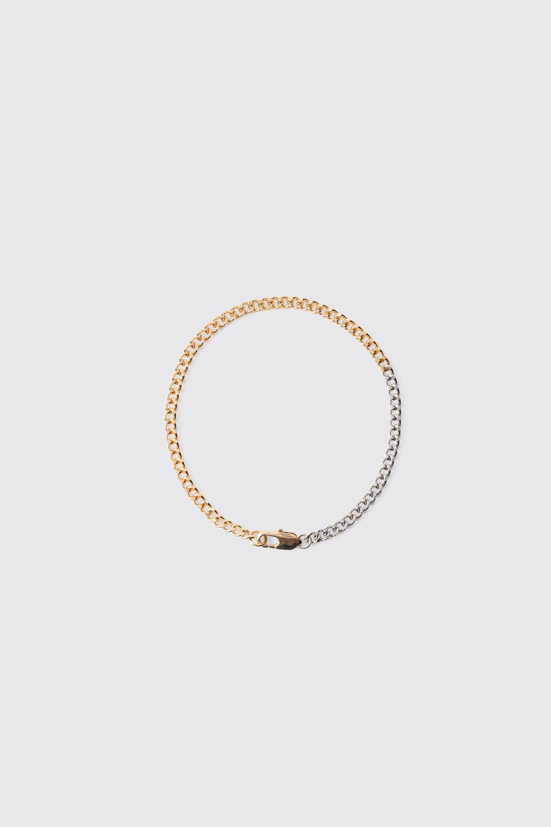 Mens Two Tone Metal Chain Bracelet In Gold - ONE SIZE, Gold von boohooman