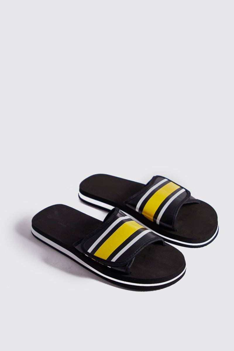 Velcro Strap Colour Block Slider - Gelb - 41, Gelb von boohooman