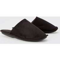 Mens Velour-Hausschuhe - Schwarz - M, Schwarz von boohooman