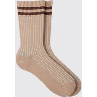 Mens Waffle Stripe Socks - Braun - ONE SIZE, Braun von boohooman