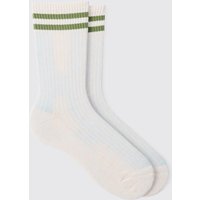 Mens Waffle Stripe Socks - Grün - ONE SIZE, Grün von boohooman