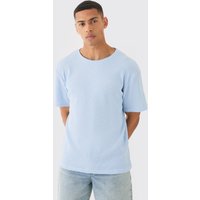 Mens Waffle T-shirt - Blau - L, Blau von boohooman