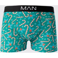 Mens Weihnachts Boxershorts mit Candy Cane-Print - Grün - XS, Grün von boohooman