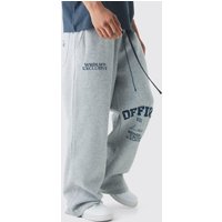 Jogginghose mit weitem Bein und Official-Print - Grau - XL, Grau von boohooman