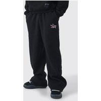 Weite Jogginghose mit Sternen-Print - Schwarz - S, Schwarz von boohooman