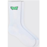 Mens Worldwide Graffiti Logo Socks - Weiß - ONE SIZE, Weiß von boohooman