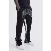 Mens Worldwide Jogginghose mit Kontrast-Naht - Schwarz - L, Schwarz von boohooman