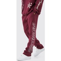 Mens Worldwide Jogginghose mit geradem Bein - Burgund - L, Burgund von boohooman