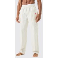 Mens Woven Stripe Double Waistband Lounge Bottom - Weiß - S, Weiß von boohooman