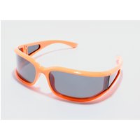 Mens Wrap Around Rectangle Sunglasses In Orange - ONE SIZE, Orange von boohooman