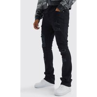 Mens Zerrissene Skinny Jeans - Schwarz - 30R, Schwarz von boohooman