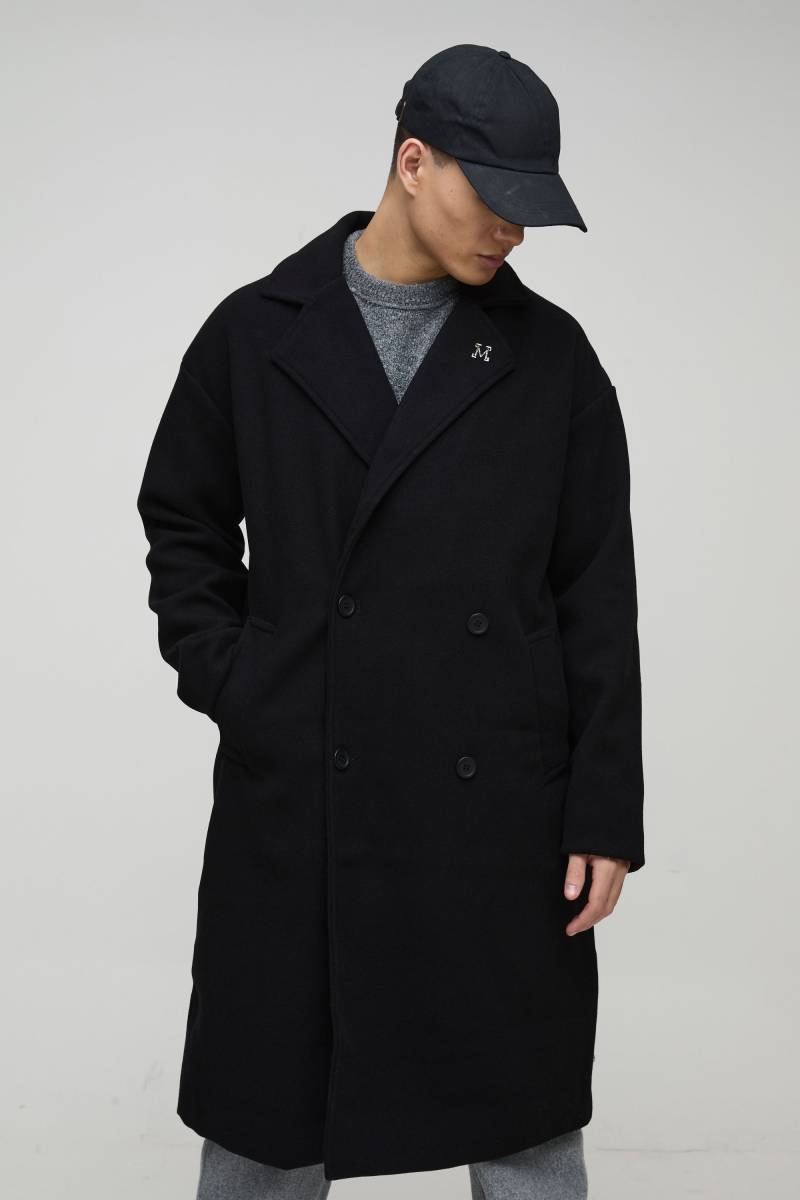 Zweireihiger Oversize Mantel in Schwarz - XS, Schwarz Zweireihiger Oversize Mantel in Schwarz - XS, Schwarz von boohooman