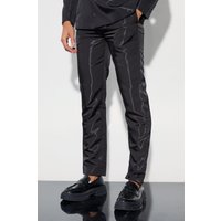 Metallic Anzughose mit geradem Bein - Schwarz - 30, Schwarz von boohooman
