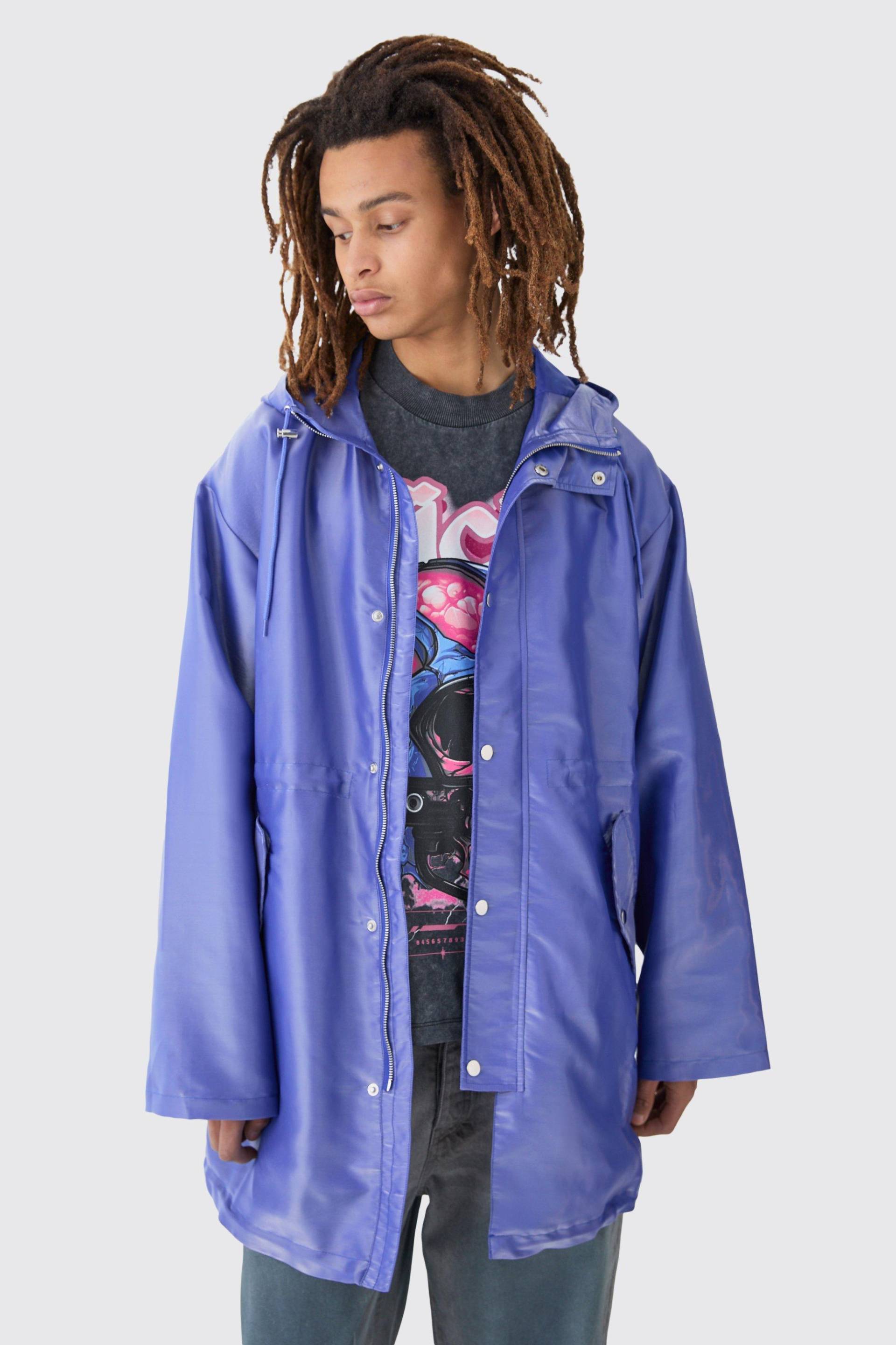 Metallic Parka - Blau - XS, Blau von boohooman