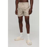 Mittellange Badehose mit Print - Braun - L, Braun von boohooman