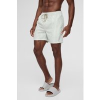 Mittellange, gestreifte Badehose von boohooman