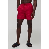 Mittellange Badehose - Rot - XL, Rot von boohooman